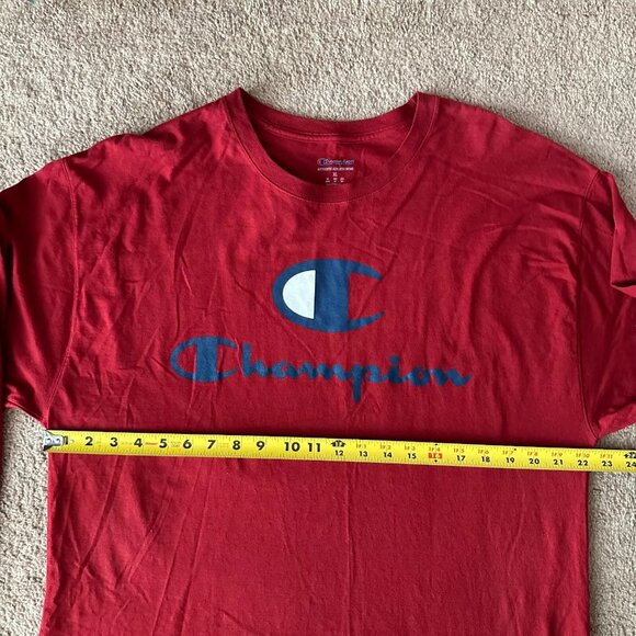 Champion Shirt Mens XL Long Sleeve Crewneck Logo Spellout Red - Picture 7 of 11